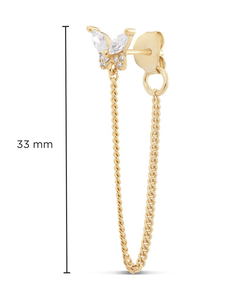 MILLA Silver & Gold Chain Earrings for Women - 14K Gold Butterfly Earrings for Women & More Trendy Earrings Styles - Comfortable Cute Earrings Aesthetic Jewelry (Sterling Silver/CZ Butterfly) - Image 4
